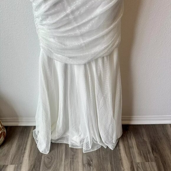 Tadashi Shoji NWT Sz 12 Ivory One Shoulder Ruched Mermaid Gown Lace Formal Bride - Picture 9 of 15